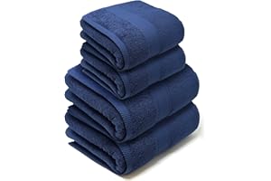 LEBENGOOD Juego de Toallas de Baño y Lavabo 100% Algodón Premium 550gsm | 2 Toallas Lavabo (50x90) y 2 Toallas Ducha (70x130) | Toallas Grandes, Suaves, Absorbentes y (2 50X90 2 70X130 Azulon)