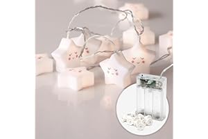 COBUS CozyHome Luci led a batteria stella per bambini - 5 metri & 20 LED in bianco caldo I Con timer I Per interni I Lucine led decorative a batteria Filo led decorative Fairy lights Lucette a pile interno
