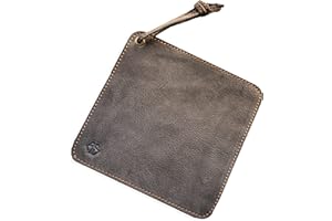 ‎ANGUS STOKE Topflappen aus Büffelleder - Echtleder - handgemachte und hitzebeständige Küchentopf-Lappen/Halter & Topfuntersetzer aus Leder mit Schlaufe zum Kochen & Backen Fran (Olive-Grün/Kontrast)