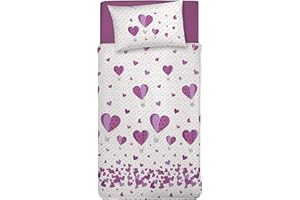 PENSIERI DELICATI Parure Copripiumino Singolo 100% Cotone, Completo di Sacco 155x200cm e 1 Federa 52x82cm, Made in Italy, Copripiumino Lavabile In Lavatrice A 30°, Fantasia Mongolfiera Rosa