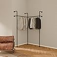 pamo Industrial Pipe Clothing Rack Metal Black - 390 lbs Capacity - Wall Mounted Clothes Racks for Hanging Clothes - KIM II EDGE