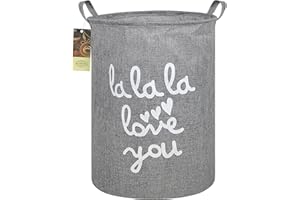 HUNRUNG Cesto portabiancheria grande, in tela, leggero, per riporre giocattoli, vestiti sporchi, pieghevole, impermeabile, per dormitori, camera da letto dei bambini, bagno (rotondo grigio lala)