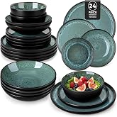 vancasso AMBER Stoneware Dinnerware Set for 6, 24 Piece Stoneware Dinner Set with Dinner Plate, Dessert Plate, Deep Plate, Di