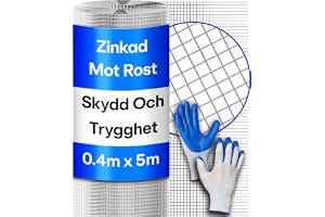 Praknu Finmaskigt Trådnät – 0,4 x 5m Rulle – Galvaniserat Nät för Trädgård & Hönshus 40cm – Gnagarskydd, Kanin- & Voljärnät