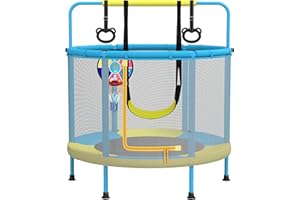 PILIN Children's Trampoline, 4-In-1 Multifunctional Toddler Trampoline, Includes Swings, Bars, Hoops, Basketball Hoops/Dartboards, Load Capacity 50 Kg, Indoor and Outdoor Use