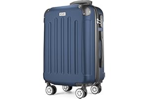 POSH Walizka podróżna z twardą obudową, bagaż podręczny na kółkach, duża, średnia, mała tworzywo ABS, 3-częściowy zestaw walizek, rozmiar M-L-XL, granatowy, M, walizka ABS