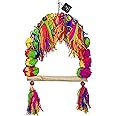 PETZOO Interactive Threaded Bird Perch Swing Bird Ladder Colorful Toy for Big Birds, Macaw, African Grey Pet Toy, Parrot, Cage Accessories, Resting Toy & Wooden Training Aid for Bird & Parrots