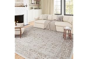 HUGEAR Vintage Brown Rugs Living Room Washable Non Slip Large Area Rug 180x270cm Bedroom Kitchen Hall Lounge Office Dining Room Indoor Carpet Low Pile Big Carpets