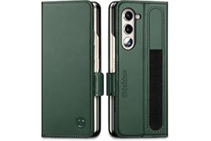SHIELDON Custodia per Galaxy Z Fold 5 5G, Cover Vera Pelle Antiurto Flip Porta S-Pen Supporto Magnetico Portafoglio Slot Schede Blocco RFID Cover Compatibile con Galaxy Z Fold5 7.6", 2023, Verde Notte