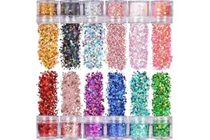 Veroa 12 Colors Make Face Body and Hair Glitter at The Festival,Chunky Glitter for Festivals, Parties, Raves,Brightly Coloured Festive Accessories(10g*12PCS)