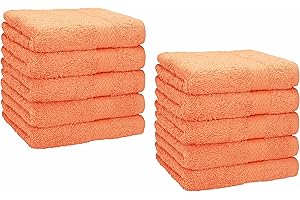 Betz Lot de 10 Serviettes débarbouillettes lavettes Taille 30x30 cm en 100% Coton Premium Couleur Orange