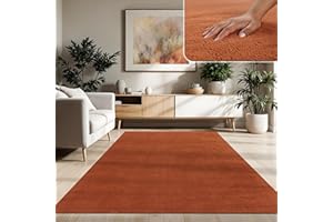 Paco Home Tapis Moderne Doux Salon À Poils Courts Lavable Fluffy Uni Effet Fourrure Intemporel Élégant Antidérapant Facile À Entretenir, Dimension:200 cm carré, Couleur:Cuivre