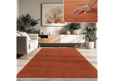 Paco Home Matta för vardagsrum enkel tvättbar mjuk kort hög, Storlek:240x340 cm, Färg:Koppar - Amazon Deal & Rabatt