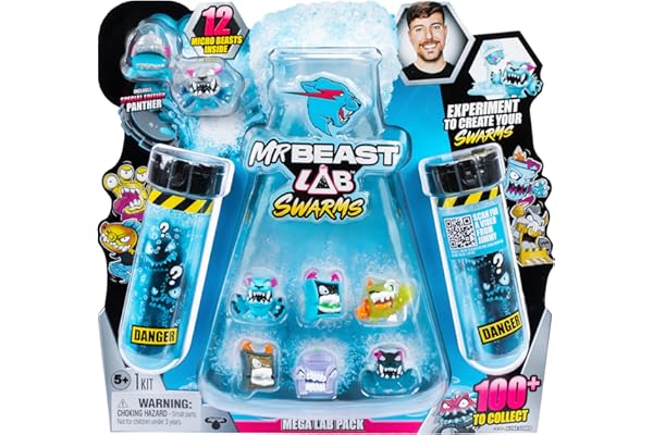 MrBeast Lab Swarms Hard Boiled, Verse de l’eau, secoue et découvre douze créatures de 2,5 cm à collectionner, Plus de 100 à collectionner, Contient une panthère en édition spéciale