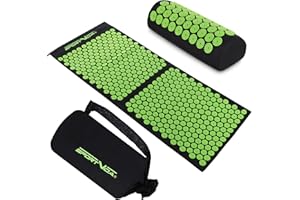 SPORTVIDA Mata do Akupresury z Poduszką i Torbą - Mata do Samodzielnego Masażu - Mata do akupresury XXL - Zestaw do Akupresury na Ból Pleców - Mata Zdrowotna do Łagodzenia Bólu (zielona)