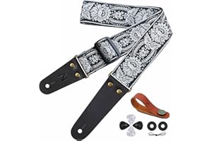 Nefelibata Correa de guitarra, extremos de cuero genuino, para bajo, guitarra eléctrica y acústica