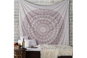 RAJRANG Grande Arazzo di Cotone Mandala per la Decorazione Della Camera da Letto Boho Tessuto a Mano Appeso a Parete - Colore Marrone - 274x228cm Elephant Beach Throw Hippy Arazzi