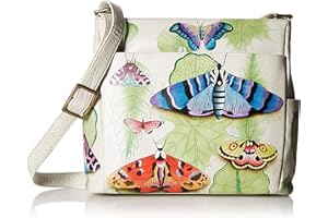 Anna by Anuschka Women's Hand Painted Leather Crossbody with Side Pockets Bag, One Size