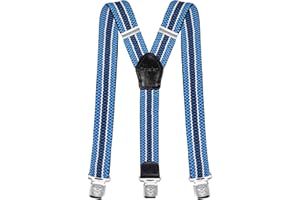 Decalen - Bretelle da uomo larghe 4 cm con 3 clip in metallo molto forti, taglia unica, regolabili ed elastiche, stile ad Y