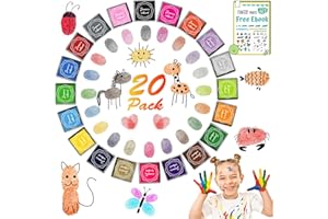DazSpirit Tampons encreurs artisanaux, 20 Couleurs Tampons encreurs d'empreintes digitales Partenaire Bricolage Lavable pour Kid Imagination Rubber Stamp Scrapbooking Card Making DIY Décoration