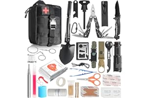 Graxury Trousse de Survie Trousse de Survie Polyvalente Trousse de Premiers Soins à l'extérieur pour Les Sports de Plein Air, Le Camping, l'alpinisme, la Pierre de Feu