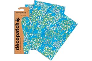 Décopatch C499O - Une pochette de 3 feuilles de papier imprimé 30x40 cm, Papillon bleu