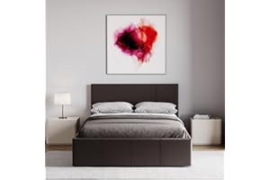 Vida Designs Lisbon Small Double Bed, 4Ft Ottoman Bed Frame Upholstered Faux Leather Headboard Low Foot End Bedroom Furniture, Brown (UKFR Certified)