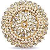 A.R. FASHION Traditional Adjustable Kundan Pearl Ring for Women & Girls | Ethnic Finger Rings For Women Stylish – 1 Pc: 