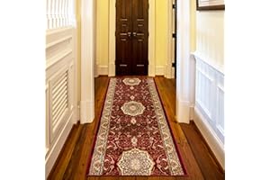 Mazovia Alfombra de Pasillo Larga - Design Oriental Pelo Corto - Alfombras de Pasillo por Metros - Alfombras para Pasillos Largos - Moqueta por Metros - Rojo - 80x500 cm