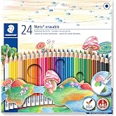 Staedtler 14450NC24 Coloured Pencils Assorted Colours Pack of 24 | PVC-free rubber tip, lead resistant &ndash; bright colours for c