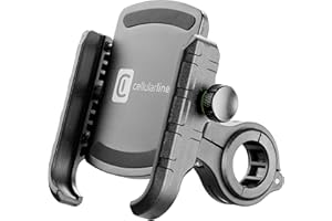 cellularline | Rider Steel - Universal | Smartphone-Lenkerhalterung aus Aluminium für Motorrad und Fahrrad - Universal für alle Handys - Schwarz
