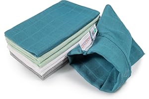 Makian Manoplas baño bebe Set 8 Ud. / Muselinas faciales 15x20 cm/Gasas bebe algodon/Certificado Oeko-TEX, lavar a 60°C