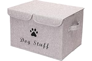 Morezi Il Contenitore per Giocattoli per Animali Domestici a Doppio Coperchio è Adatto per riporre Giocattoli per Cani e Gatti, Coperte per Cani e Vestiti per Cani-Marrone Neve