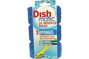 Dishmatic - Juego de 3 recambios de esponja antiarañazos, color azul