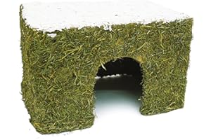 Rosewood Naturals Wintery Hay Cottage for Small Animals, Medium – Edible Hideaway & Chew Toy with Coconut “Snow” Roof, Cosy Activity House for Guinea Pigs, Rats & Chinchillas, 27 x 20 x 18 cm
