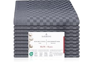 ‎BARBONS BARBONS 10 er Geschirrtücher Baumwolle 50x70 cm - 240 g/m² 85 g Küchentücher Geschirrhandtücher Geschirrtuch Küchenhandtücher Geschirrtuch Geschirrhandtuch Trockentücher (10er, Black-Anthrazit)