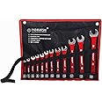Padmakshi Combination Spanner Wrench Set, Combination Spanner Set 6mm To 22 mm,12-Piece,Chrome Vanadium Steel, with Rolling Pouch,Red Color With Pack of 12 (With Bag)