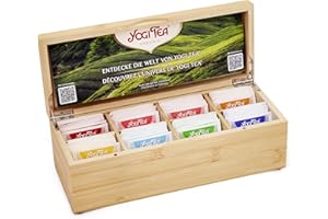 ‎YOGI TEA Yogi Tea Geschenk - Teebox aus Bambus mit Wohlfühlkollektion, mit 8 ausgewählten Teesorten, insgesamt 48 Teebeutel (8x6), ideal zur Aufbewahrung