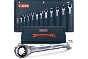Presch Spärrnyckelsats 12 delar (6-19 mm) inkl. väska - Minimal returvinkel (upp till 4°, 90 tänder) - Precisionstillverkade