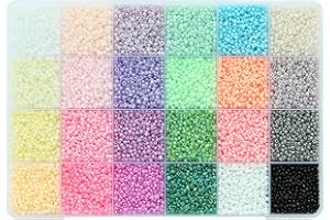 Bala&Fillic Taille 11/0 Perles de rocaille en verre 24 couleurs Environ 14400 pièces dans une boîte Petites perles de rocaille pour la fabrication de bracelets de bijoux