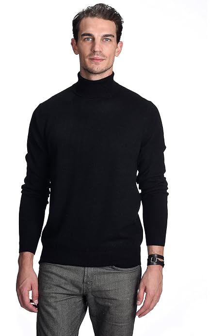 Citizen Cashmere Men Turtleneck Sweater - 100% Cashmere Long Sleeve  Timeless Pullover Fitted Black : Amazon.co.uk: Fashion