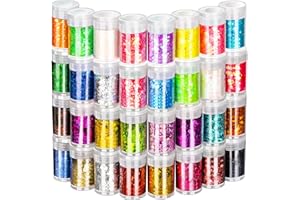 32 Pots Chunky Holographic Glitter, FANDAMEI Reflective Body Glitter for Eyes Face Cheek Hair Nails Lips, Festival Cosmetic Glitter Sparkle for Resin Wax Melts Crafts Decoration in Christmas Party