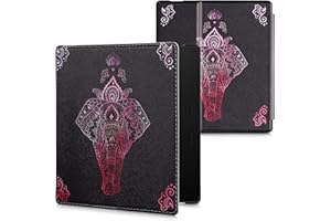 kwmobile etui do czytania kompatybilne z Amazon Kindle Oasis 10. generacji - Magnetyczna klapka z imitacji skóry - Ochrona eReader z paskiem - Fuksia-Antracyt