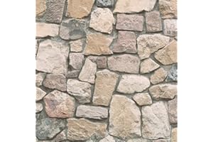 BRICOFLOR Papier peint papier effet pierre trompe l'oeil | Tapisserie imitation pierre pour bureau | Papiers peints pour chambre adulte