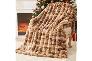 ‎EMME EMME Bubble Decke Sofa Kuscheldecke Kaninchen Plüsch Dicke Decke, Wohndecke Flauschig Sofaüberwurf Couchdecke, Fleecedecke, Flauschige Wohndecke für Couch