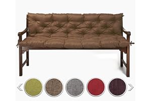 sunnypillow Bankauflage für Gartenbank Outdoor - Sitzkissen und Rückenkissen für Bank 150 x 50 x 50 cm - Polsterauflage für Hollywoodschaukel, Gartenschaukelkissen - Gartenkissen, Bankkissen Braun