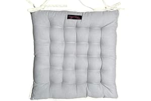 Ragged Rose Outdoor Seat Cushions - Garden Seat Pads for Dining Chairs, Patio, & Lounge Area - Cotton Seat Cushions for Garden Chairs & Sofas - 40 cm x 40 cm - Plain Grey Seat Pads