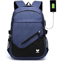 Fur Jaden Navy Casual Backpack with USB Charging Port and 15.6 Inch Laptop Pocket