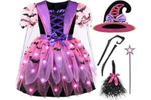 Spooktacular Creations Kid Hexe Kostüm, Mädchen Light Up Hexe Kostüm mit Hut, Kleinkind Halloween Dress Up