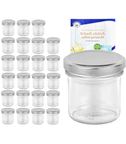 25 Petits Bocaux En Verre 125ml Avec Couvercle à Visser Noir - Pour Confiture, Miel, épices Fait Maison